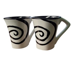 Urban Graffiti Set of 2 Coffee Cups Spiral Hand Painted by Tabletops Unlimited